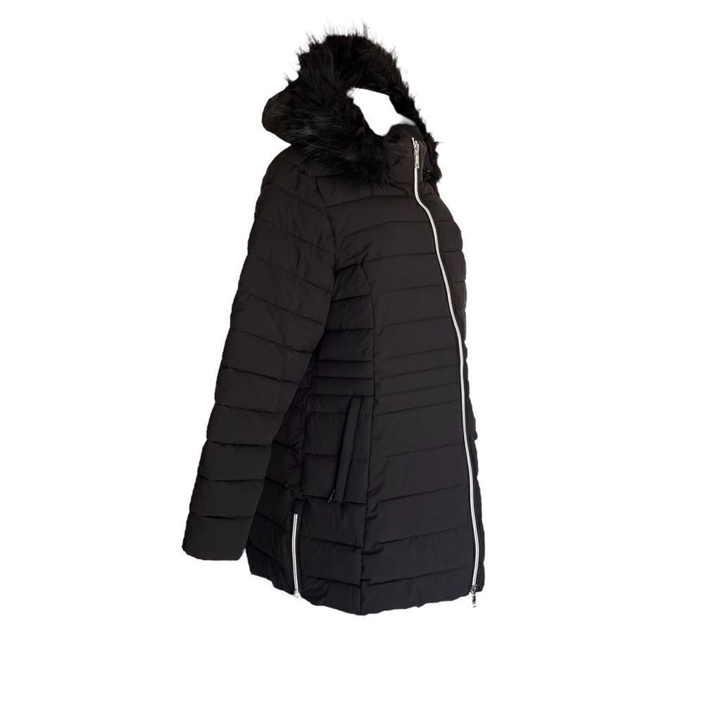 Nuage Stretch Removable Faux Fur Trim Hood Puffer Coat - Picture 5 of 7